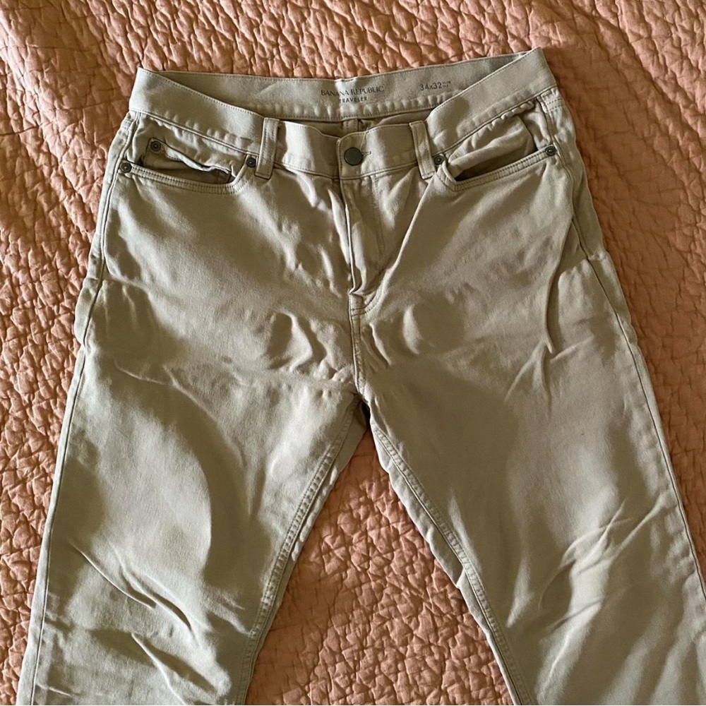 Banana Republic Men's Slim Travel work Pants khaki formal